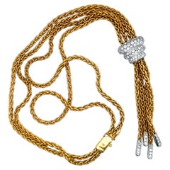 Italian 18K Gold and Diamond Tassel Necklace, Circa 2000
