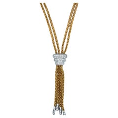Italian 18K Gold and Diamond Tassel Necklace, Circa 2000