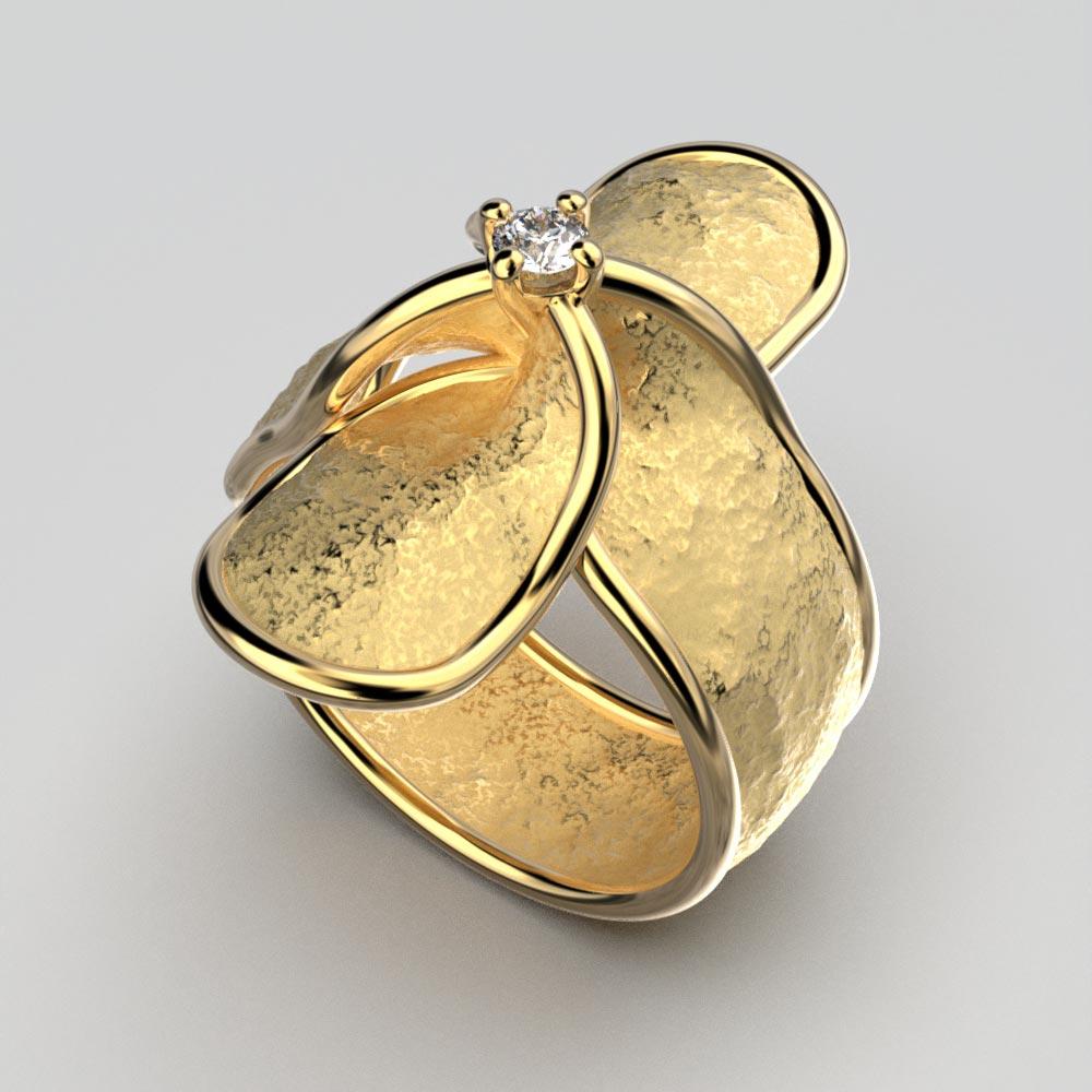 Im Angebot: Italienischer 18k Gold Kreuz Ring  Natürlicher Diamant  Oltremare Gioielli Hergestellt in Italien () 2