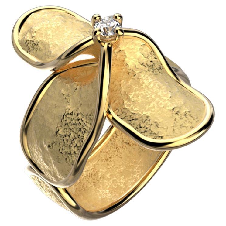 En vente :  Bague italienne en or 18k avec croix  Diamant naturel  Oltremare Gioielli fabriqué en Italie