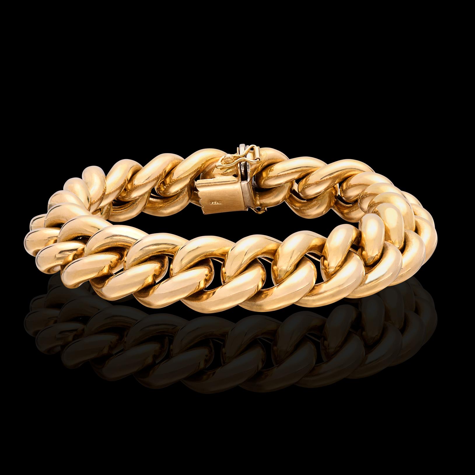 Italian 18k Gold Curb Link Bracelet In New Condition In San Francisco, CA