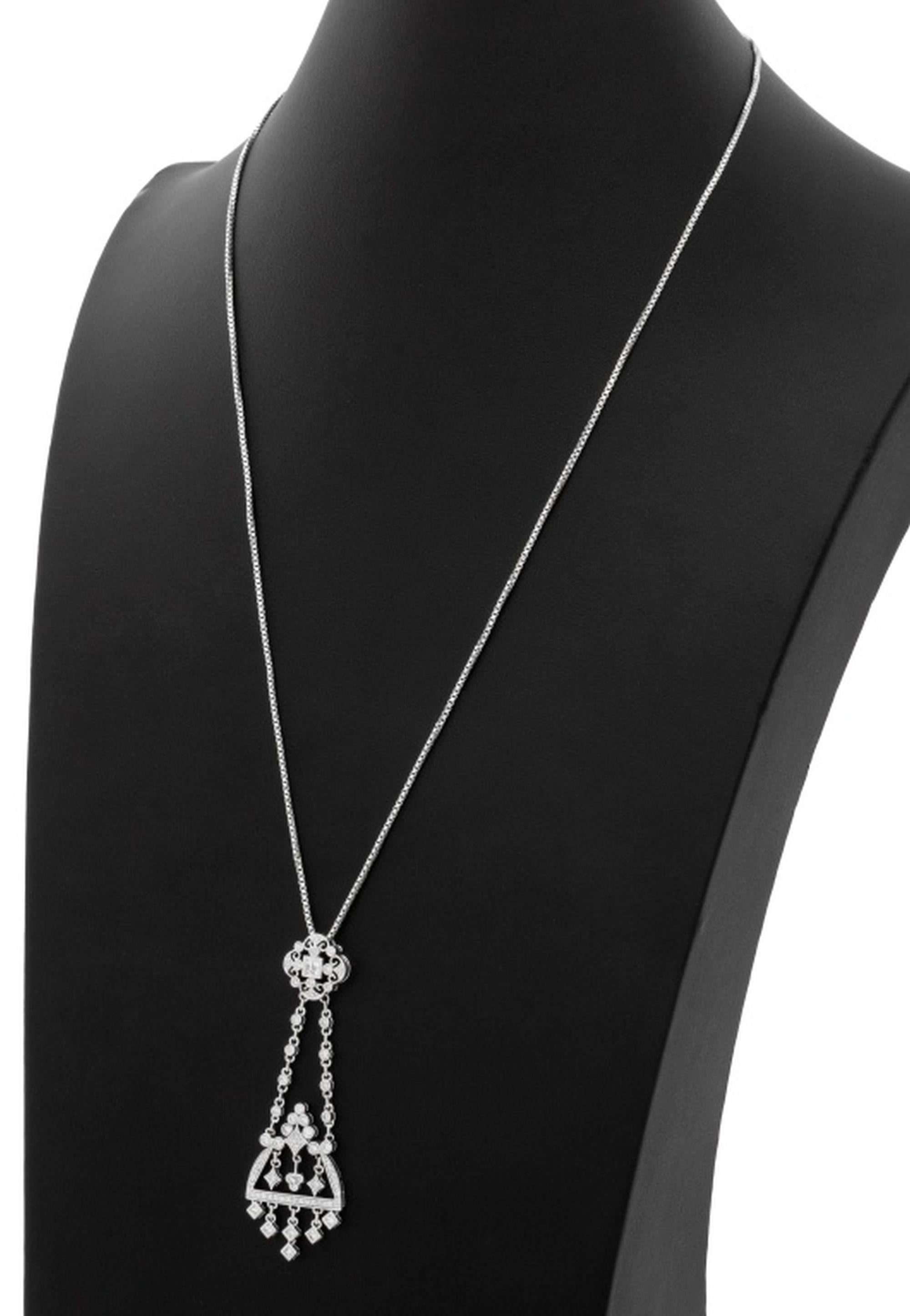 Italian 18K Gold Diamond Drop Pendant Necklace In condizioni buone in vendita a Queens, NY