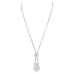 Italian 18K Gold Diamond Drop Pendant Necklace