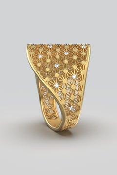 Italian 18k Gold Diamond Ring Made in Italy by Oltremare Gioielli
