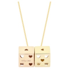 Italian 18K Gold Dice Cube Pendant Necklace
