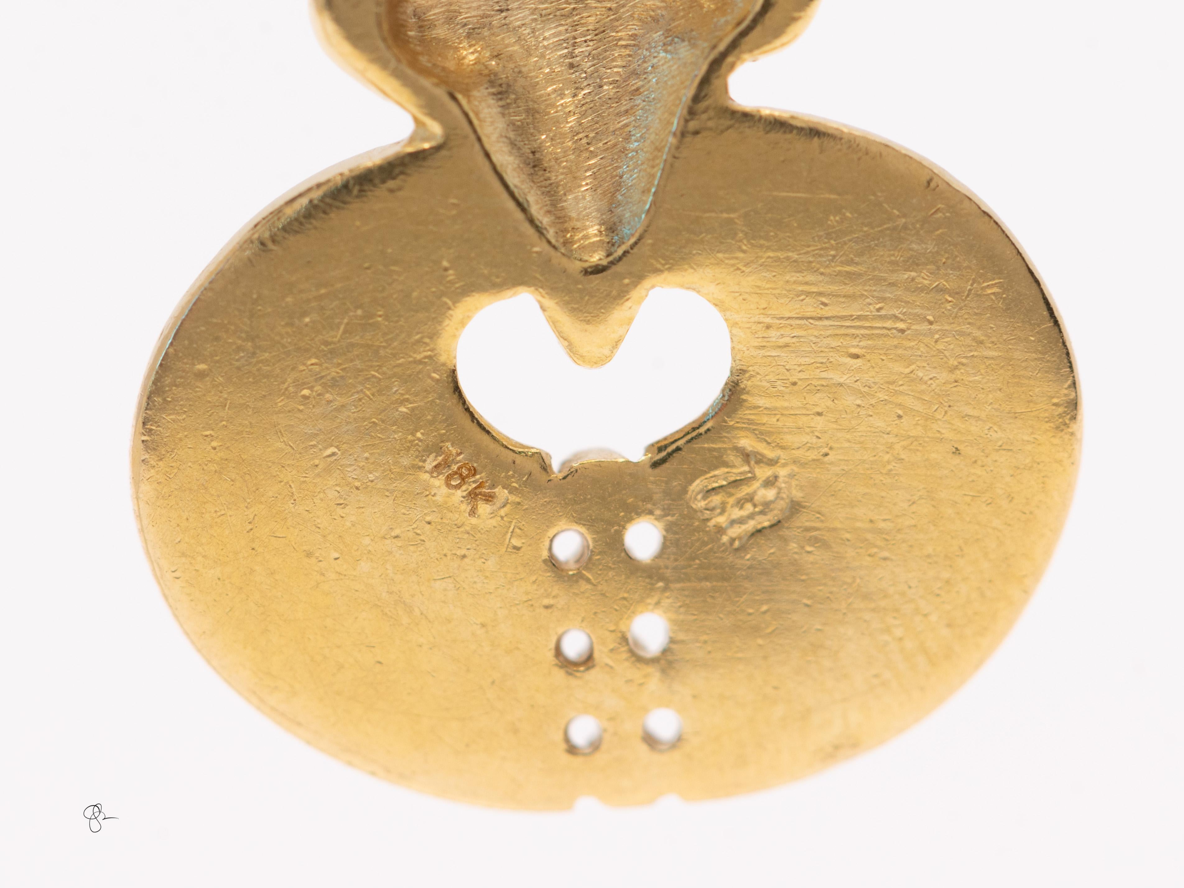 Orecchini pendenti in oro 18k - Design moderno e artigianale, Made in Italy in vendita 1