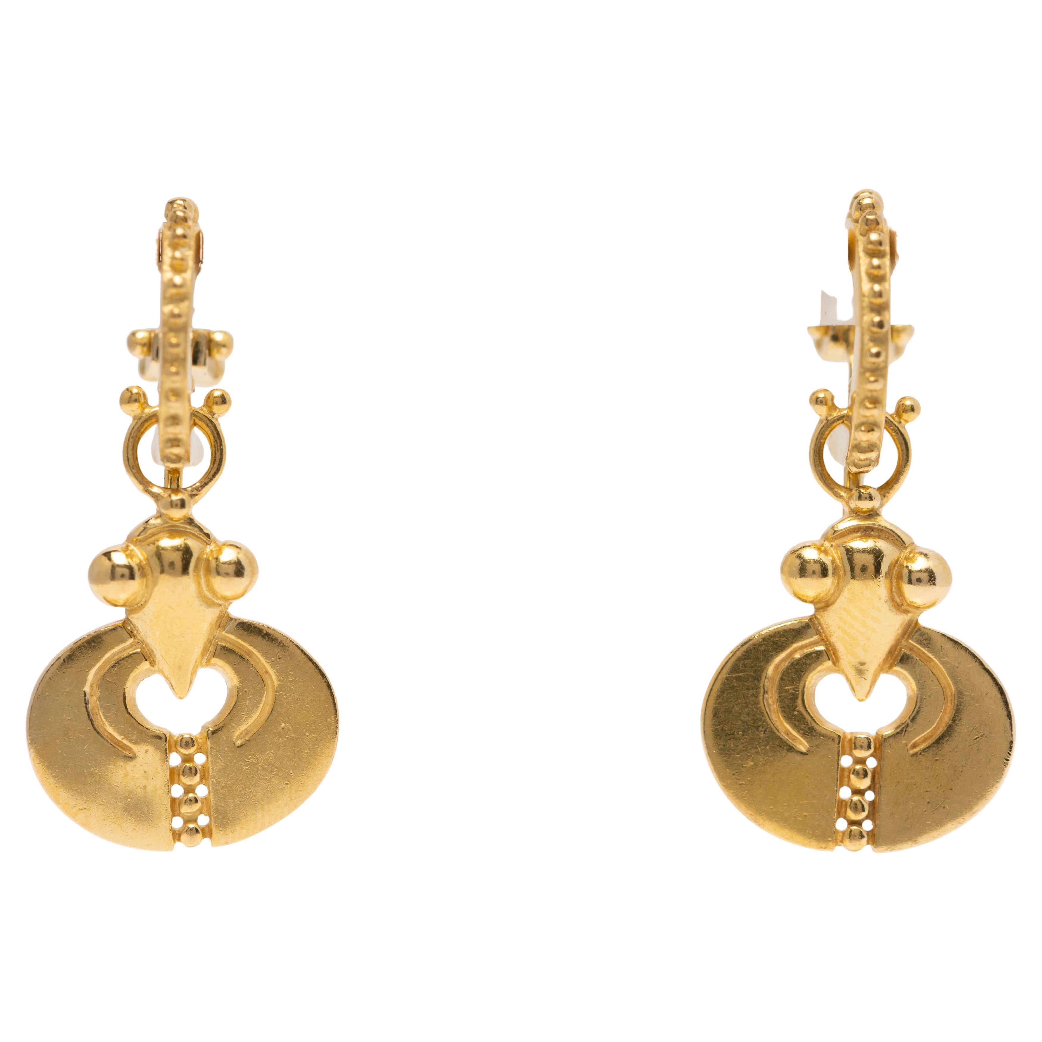 Orecchini pendenti in oro 18k - Design moderno e artigianale, Made in Italy