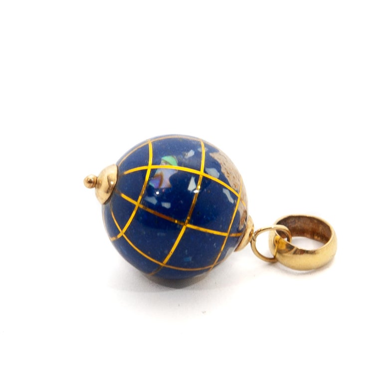Italian 18K Gold Enameled Globe Charm Pendant 1