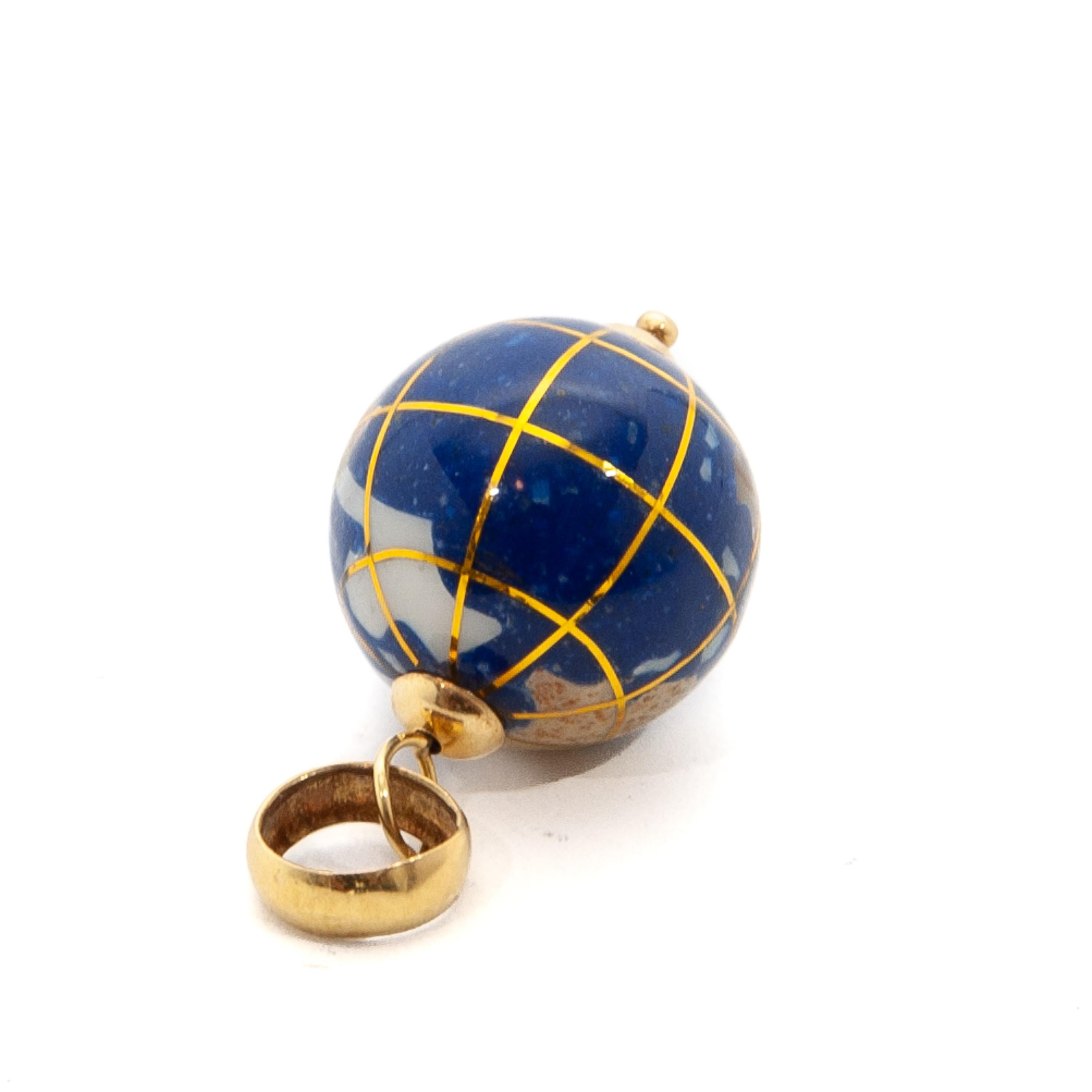 Italian 18K Gold Enameled Globe Charm Pendant 2