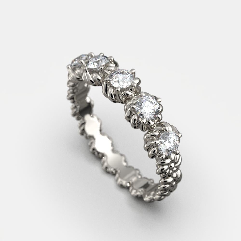 For Sale:  Italian 18k Gold Eternity Five Diamonds Ring Made in Italy Oltremare Gioielli 11
