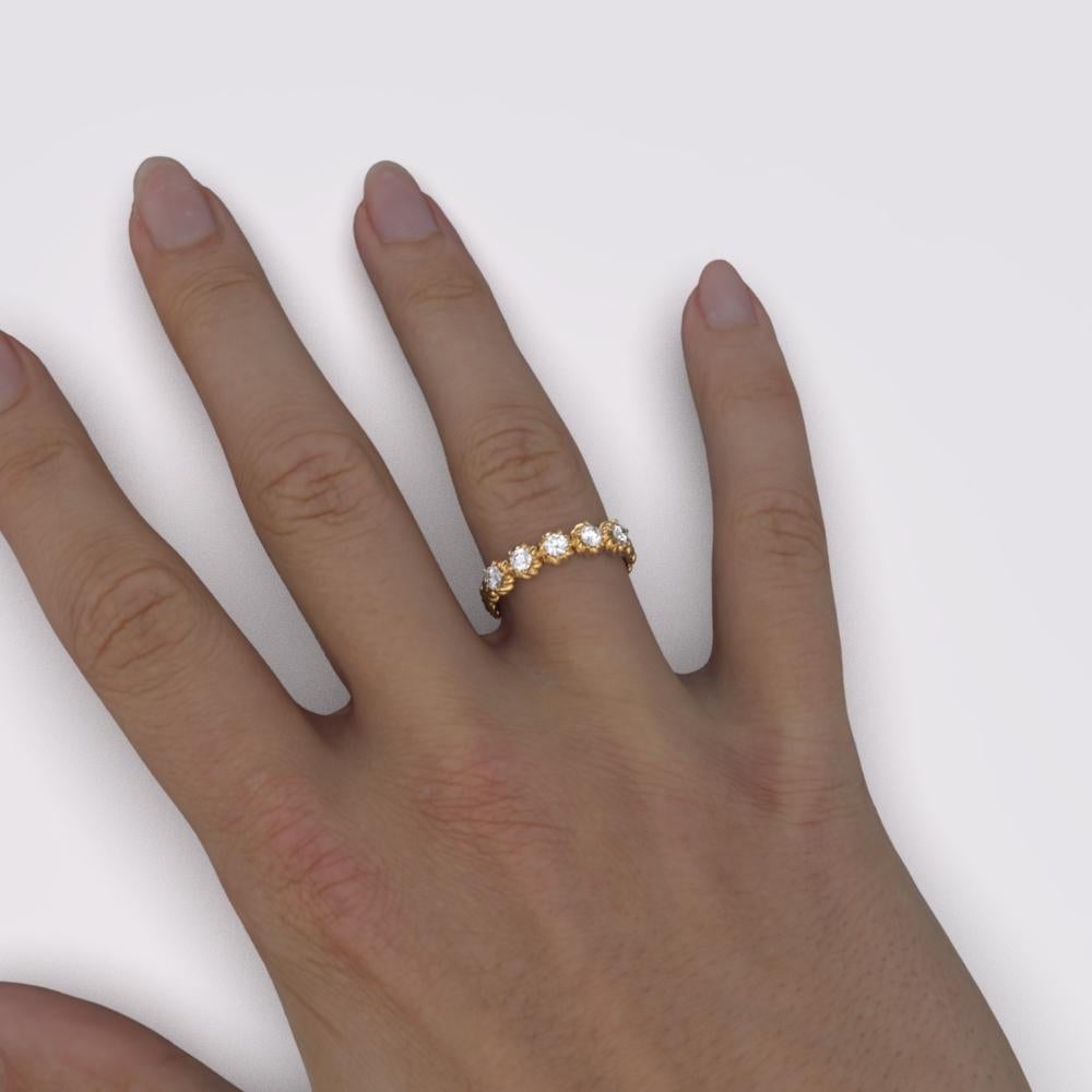 For Sale:  Italian 18k Gold Eternity Five Diamonds Ring Made in Italy Oltremare Gioielli 4