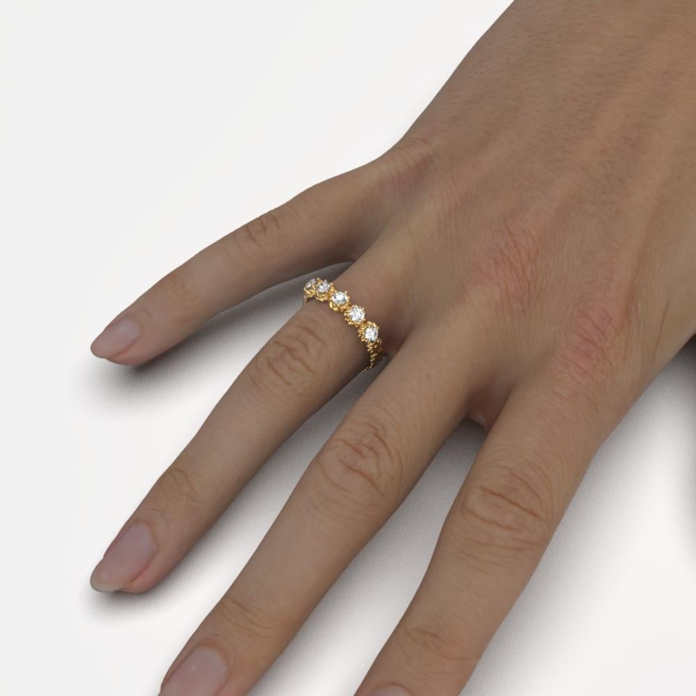 For Sale:  Italian 18k Gold Eternity Five Diamonds Ring Made in Italy Oltremare Gioielli 5