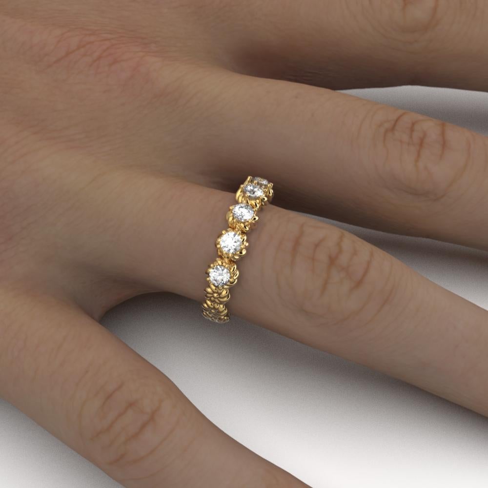 For Sale:  Italian 18k Gold Eternity Five Diamonds Ring Made in Italy Oltremare Gioielli 6