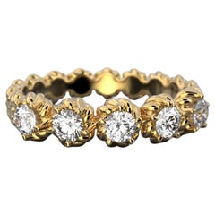 Italian 18k Gold Eternity Five Diamonds Ring Made in Italy Oltremare Gioielli