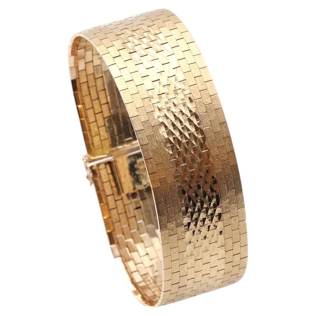 Italian 18K Gold Flexible Bracelet, fancy link bracelet