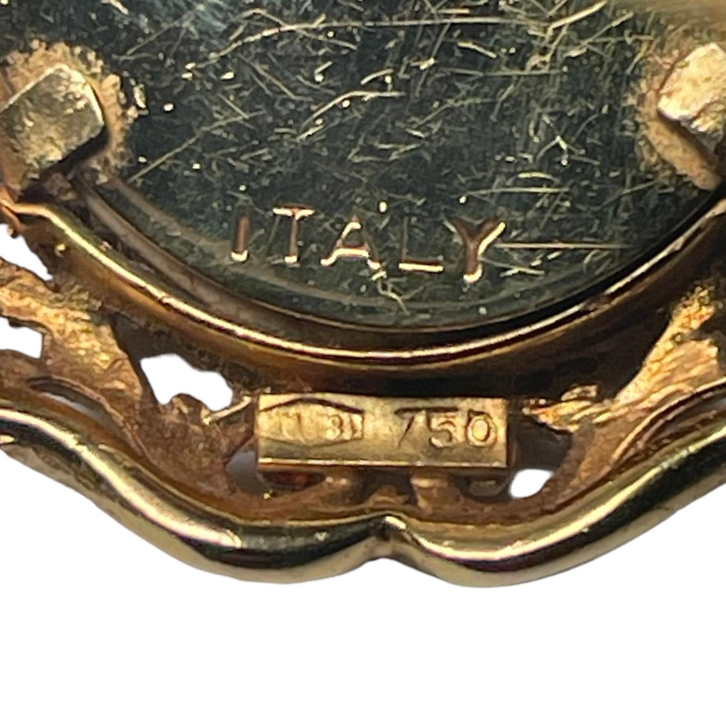 Italian 18K Gold Hand Painted Miniature Lady Portrait Brooch/Pendant For Sale 3