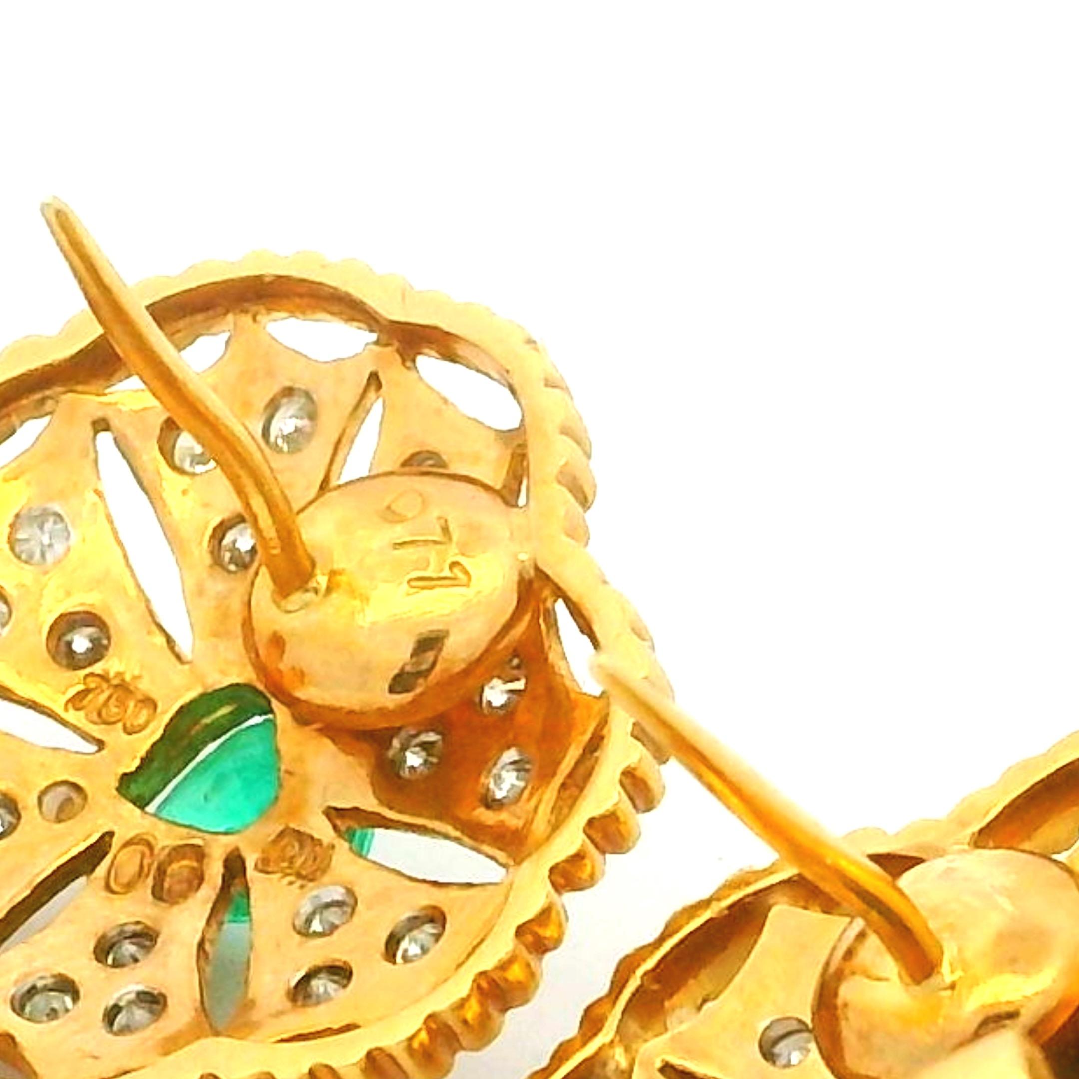 Orecchini a cuore in oro 18 carati con smeraldo e diamante, smeraldi da 0,90 carati, firmati in vendita 4