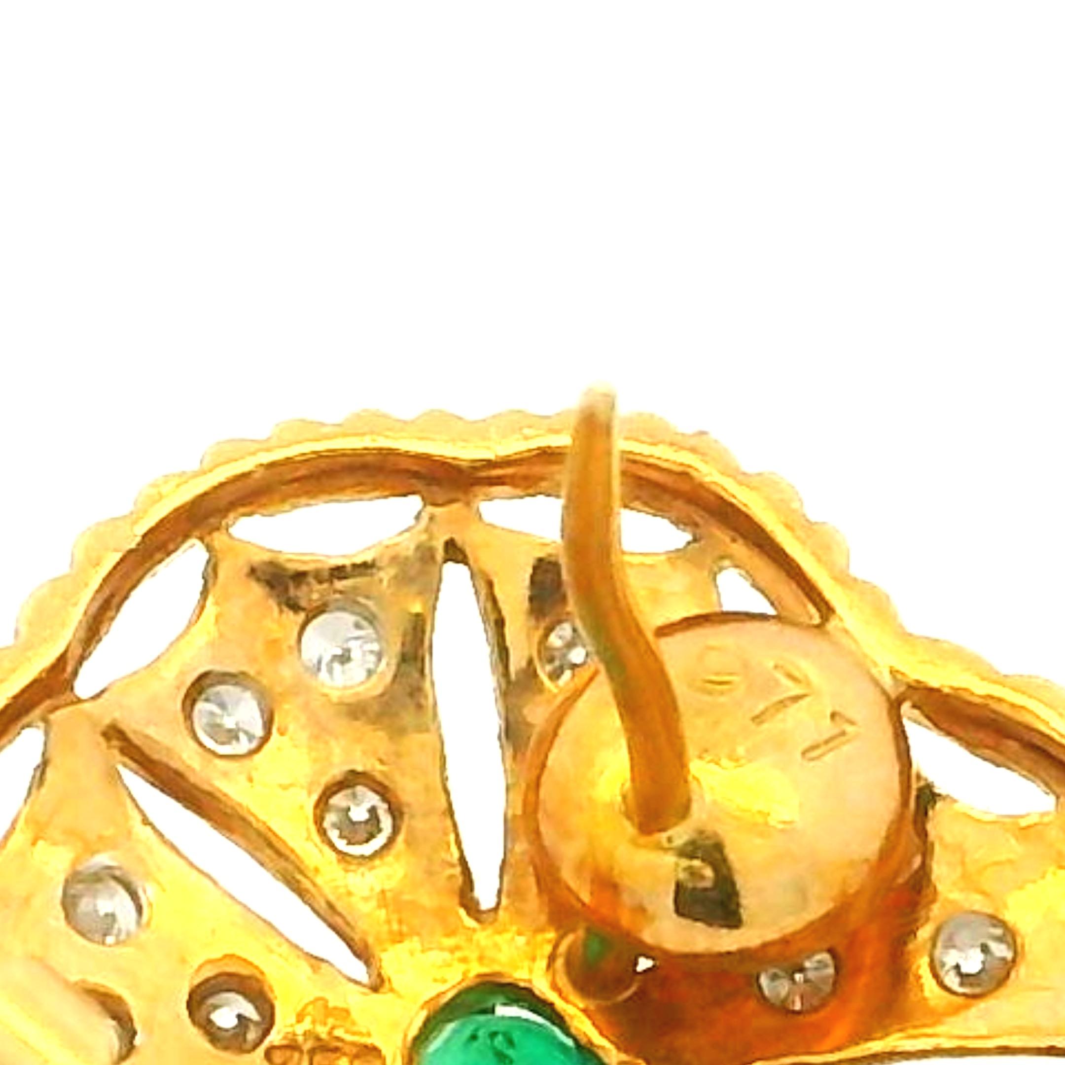 Orecchini a cuore in oro 18 carati con smeraldo e diamante, smeraldi da 0,90 carati, firmati in vendita 3