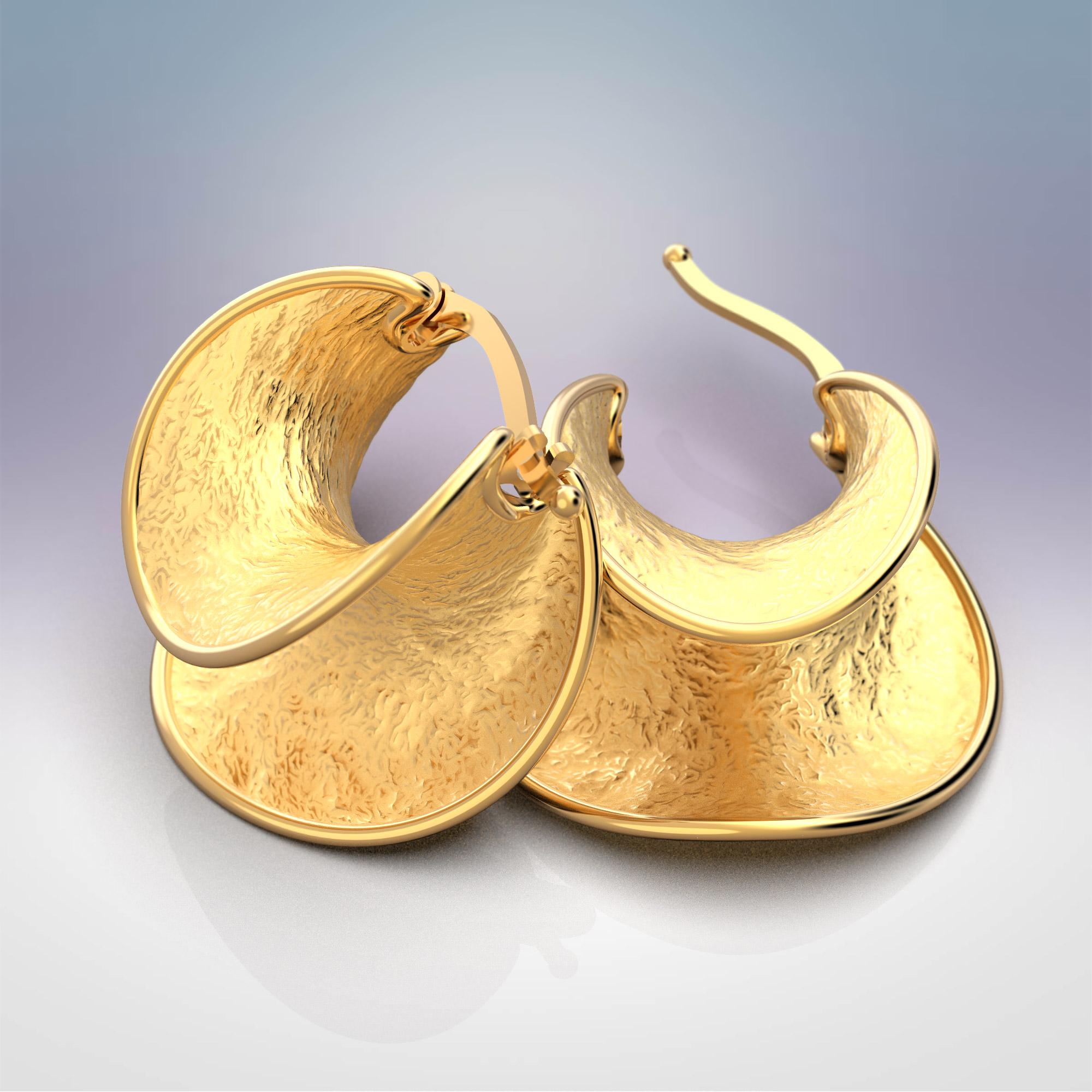 Modern Italian 18k Gold Hoop Earrings Made in Italy by Oltremare Gioielli For Sale