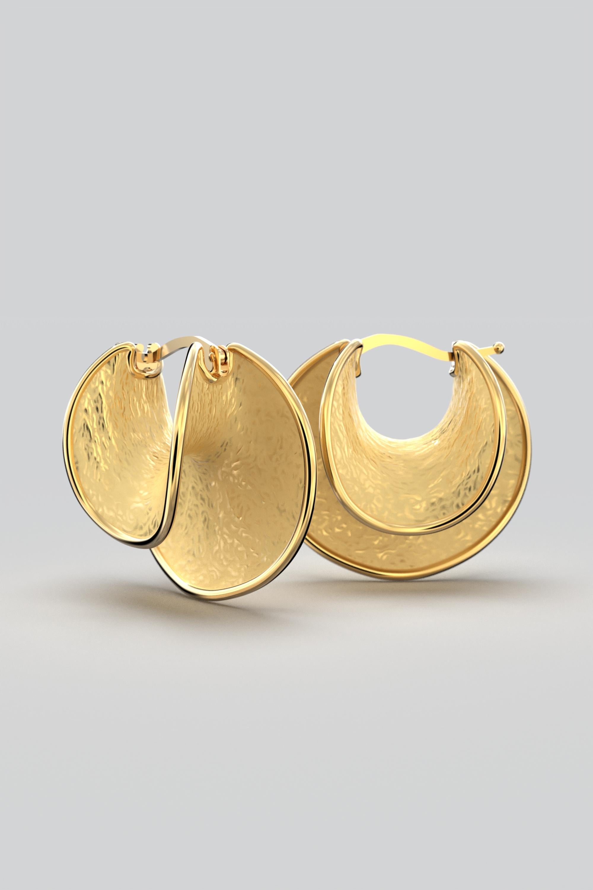 Italian 18k Gold Hoop Earrings Made in Italy by Oltremare Gioielli For Sale 2