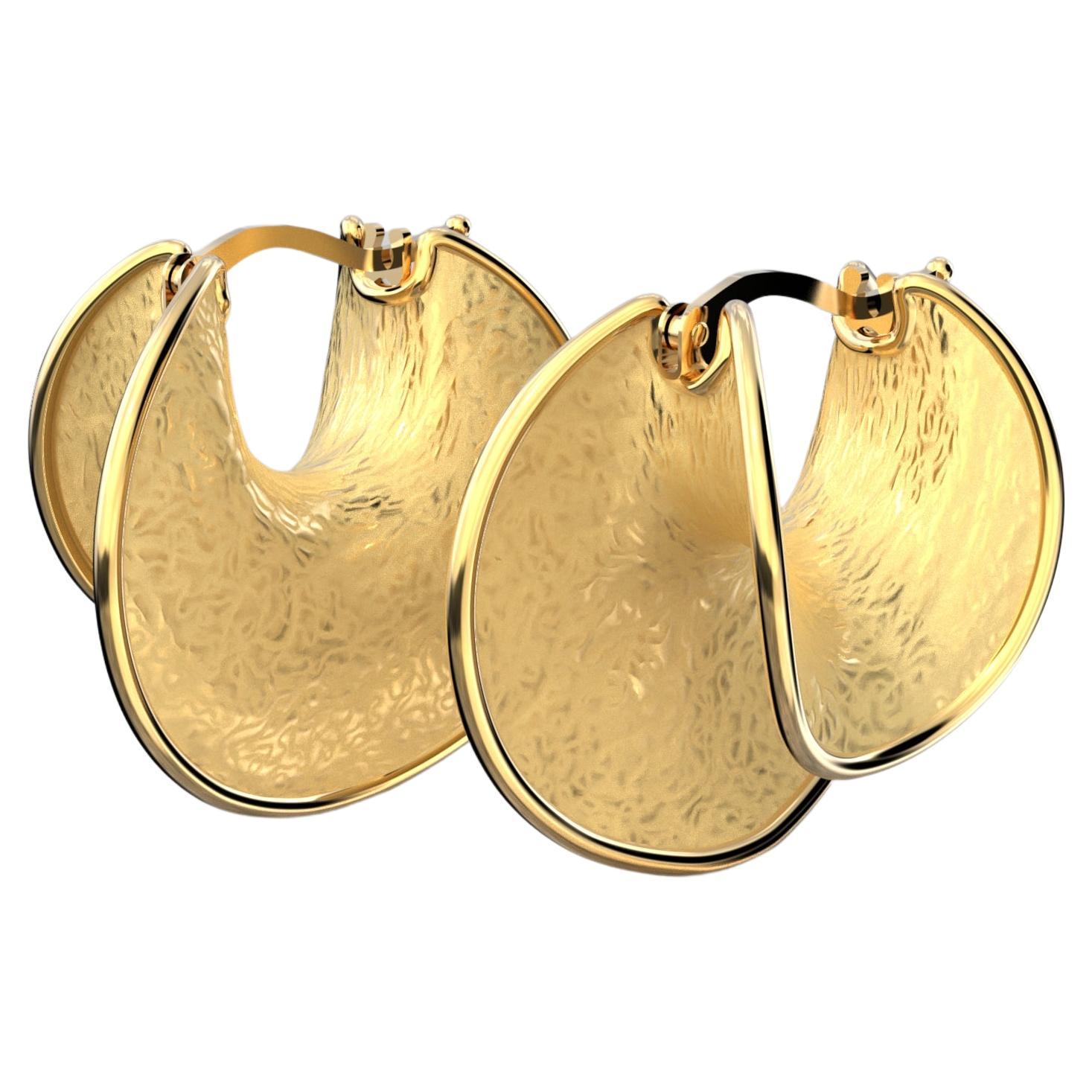 Italian 18k Gold Hoop Earrings Made in Italy by Oltremare Gioielli For Sale