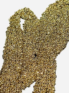 Italian 18K Gold Lariat Mesh Tassel Necklace