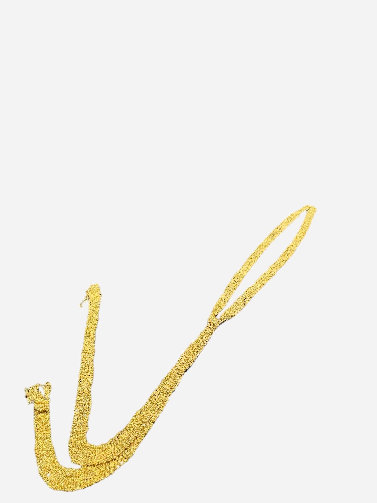 Women's or Men's Italian 18K Gold Lariat Mesh Tassel Necklace  For Sale