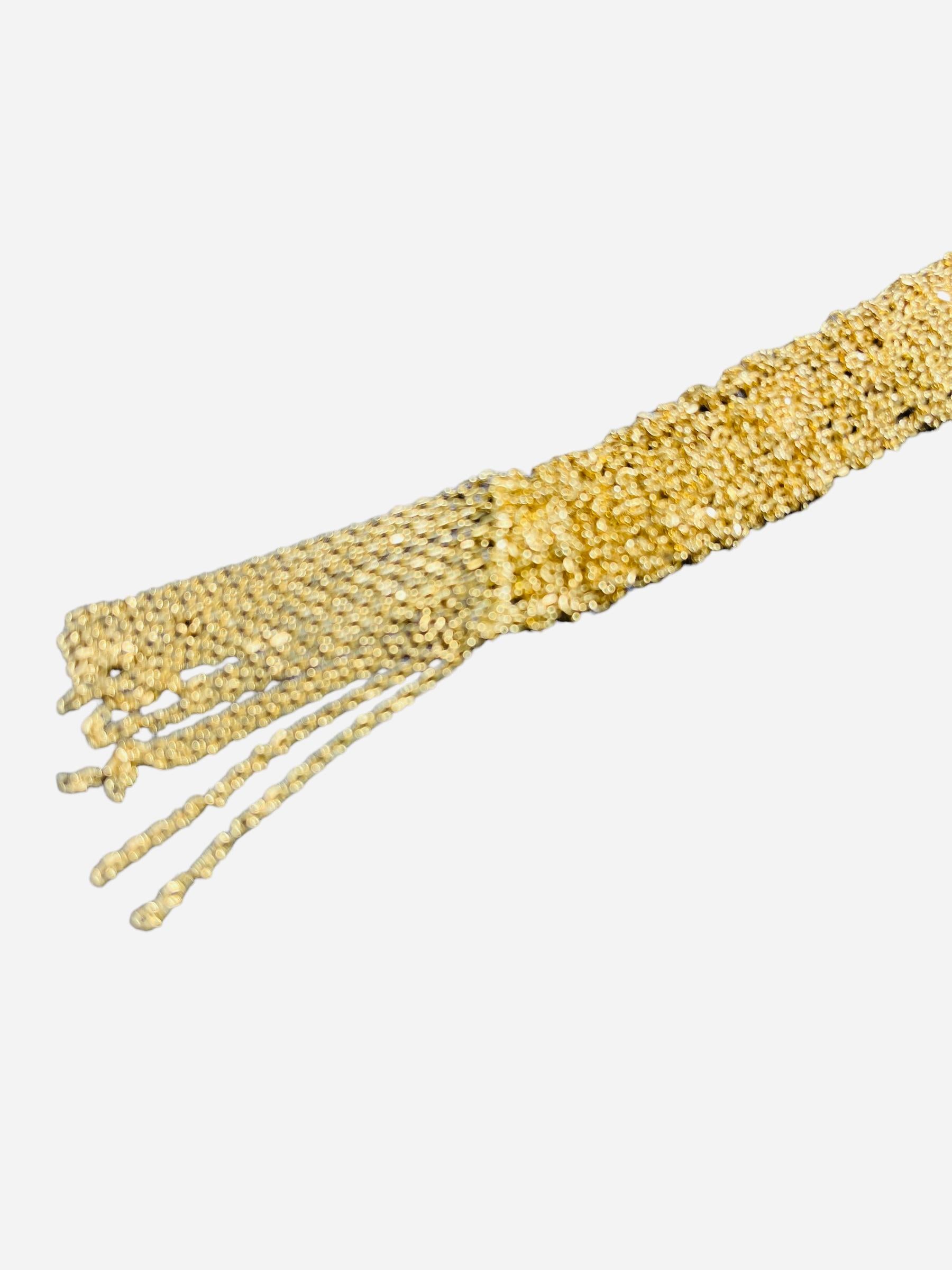 Italian 18K Gold Lariat Mesh Tassel Necklace  For Sale 2