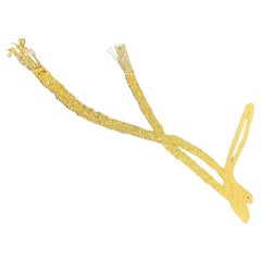 Collier lariat italien en or 18 carats avec pompon en maille 