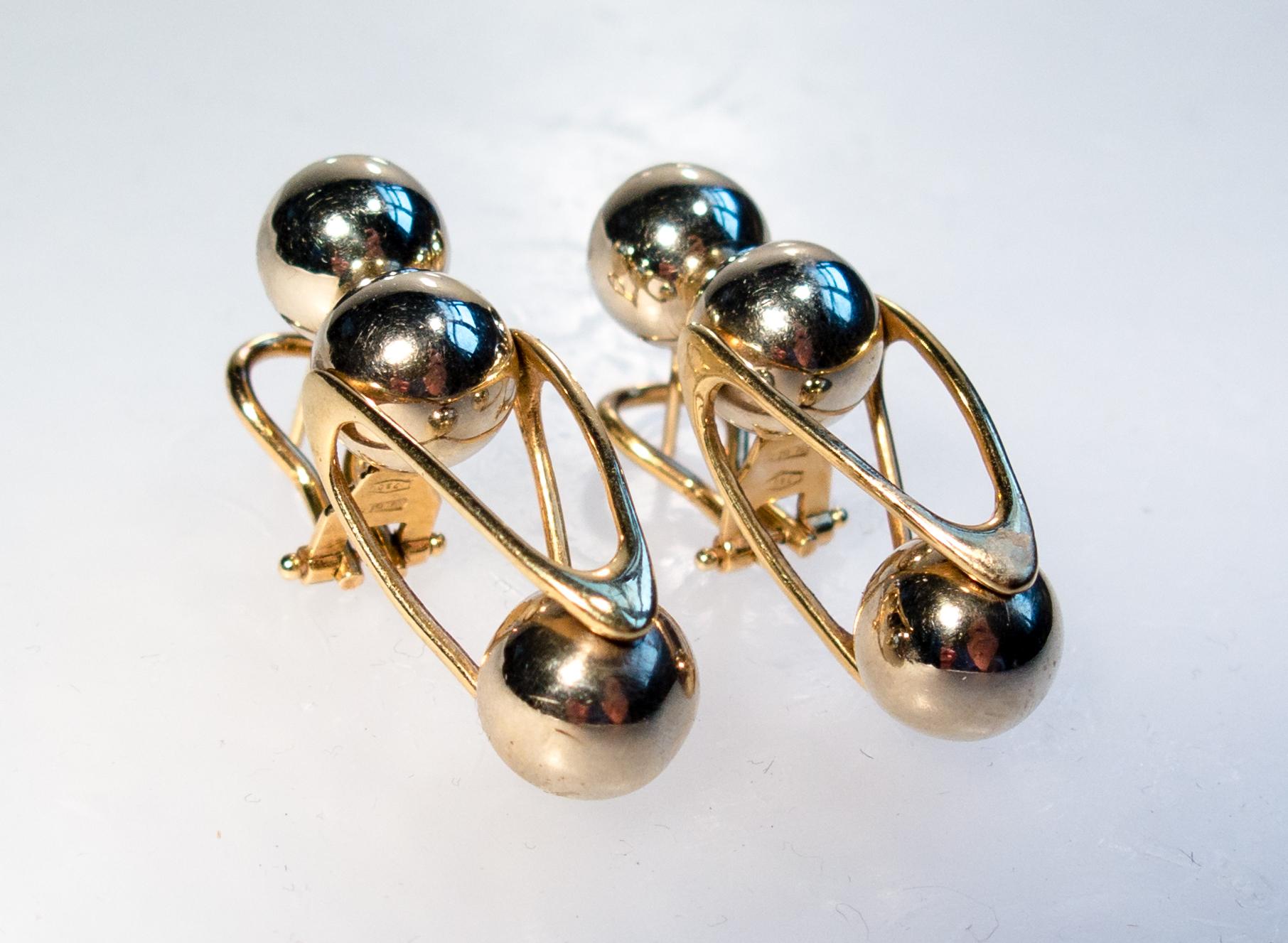 Women's Italian 18 Karat Gold Modernist Earrings