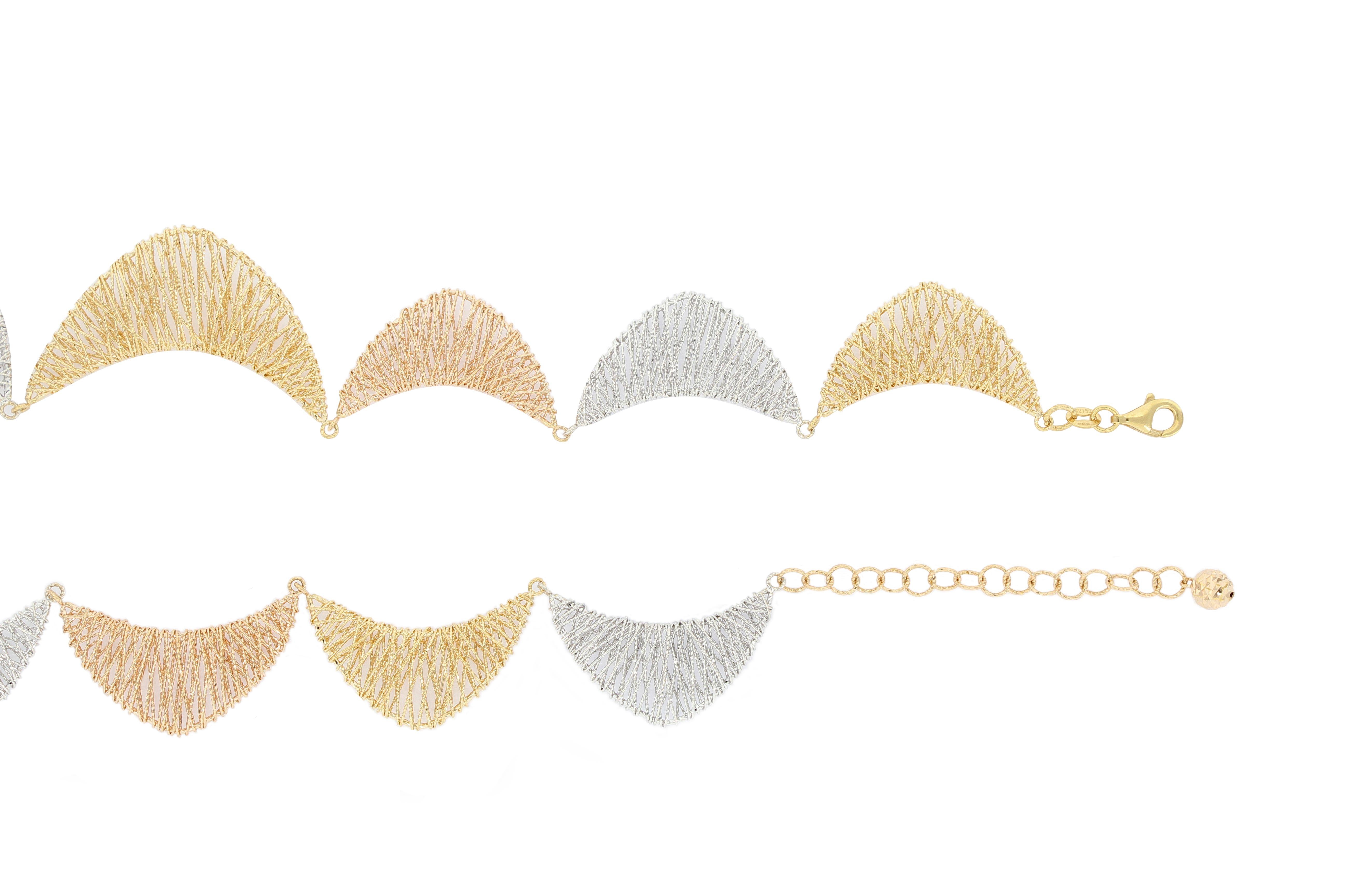 italian tri color gold necklace