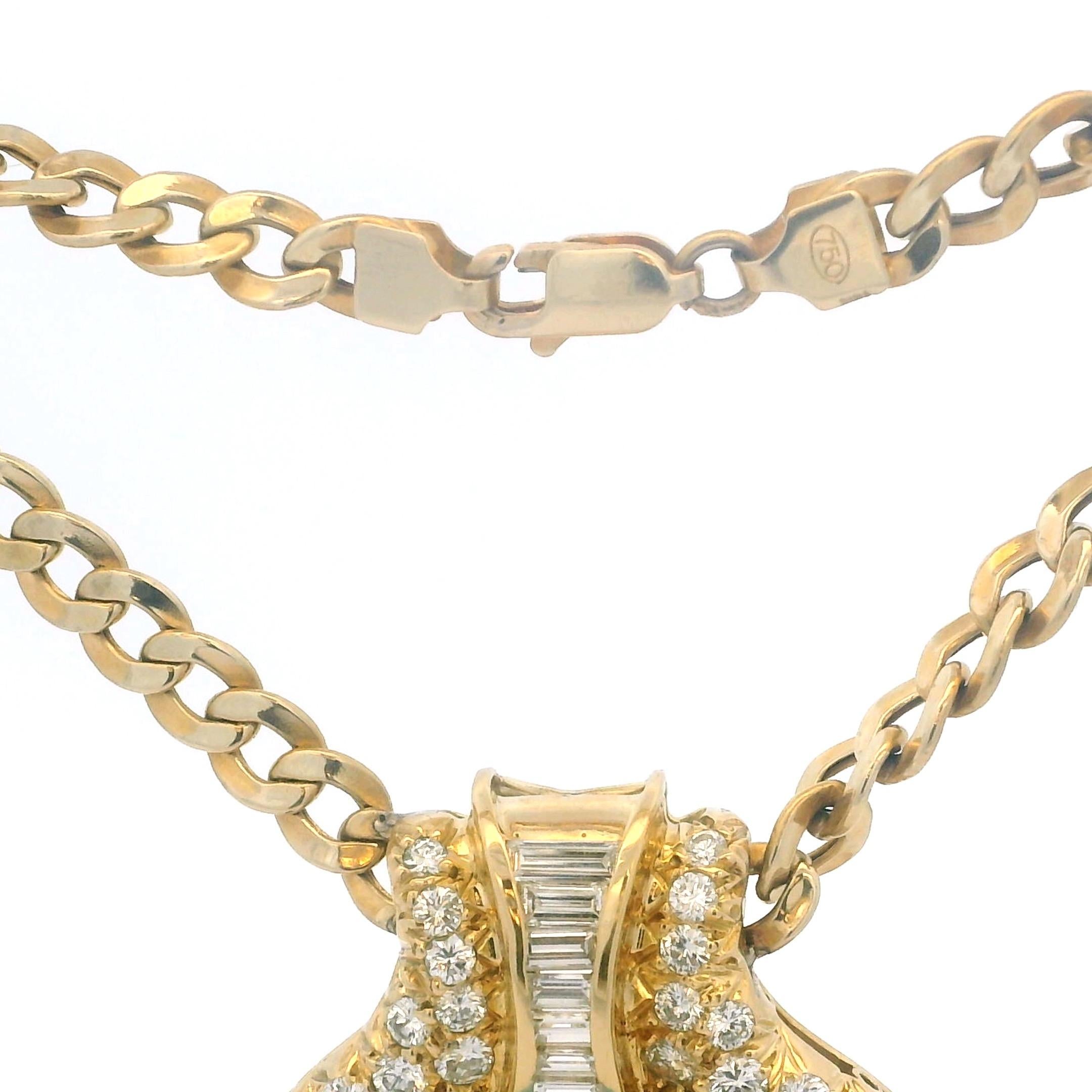 Collier italien en or 18 carats avec turquoise 18 carats et  6.15 Ct Diamants, circa 1975 en vente 8