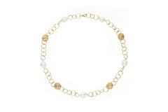 Collar italiano de oro de 18 quilates con perlas de agua dulce