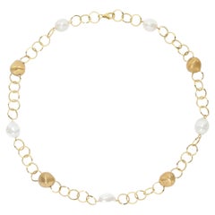 Italian 18K Gold Necklace with Freshwater Pearls