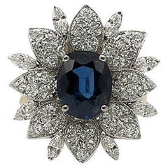 Bague italienne en or 18K avec saphir et diamant (2002)