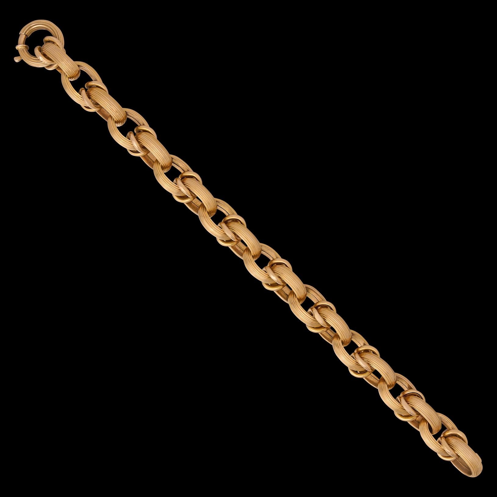Italian 18k Gold Textured Link Bracelet 3