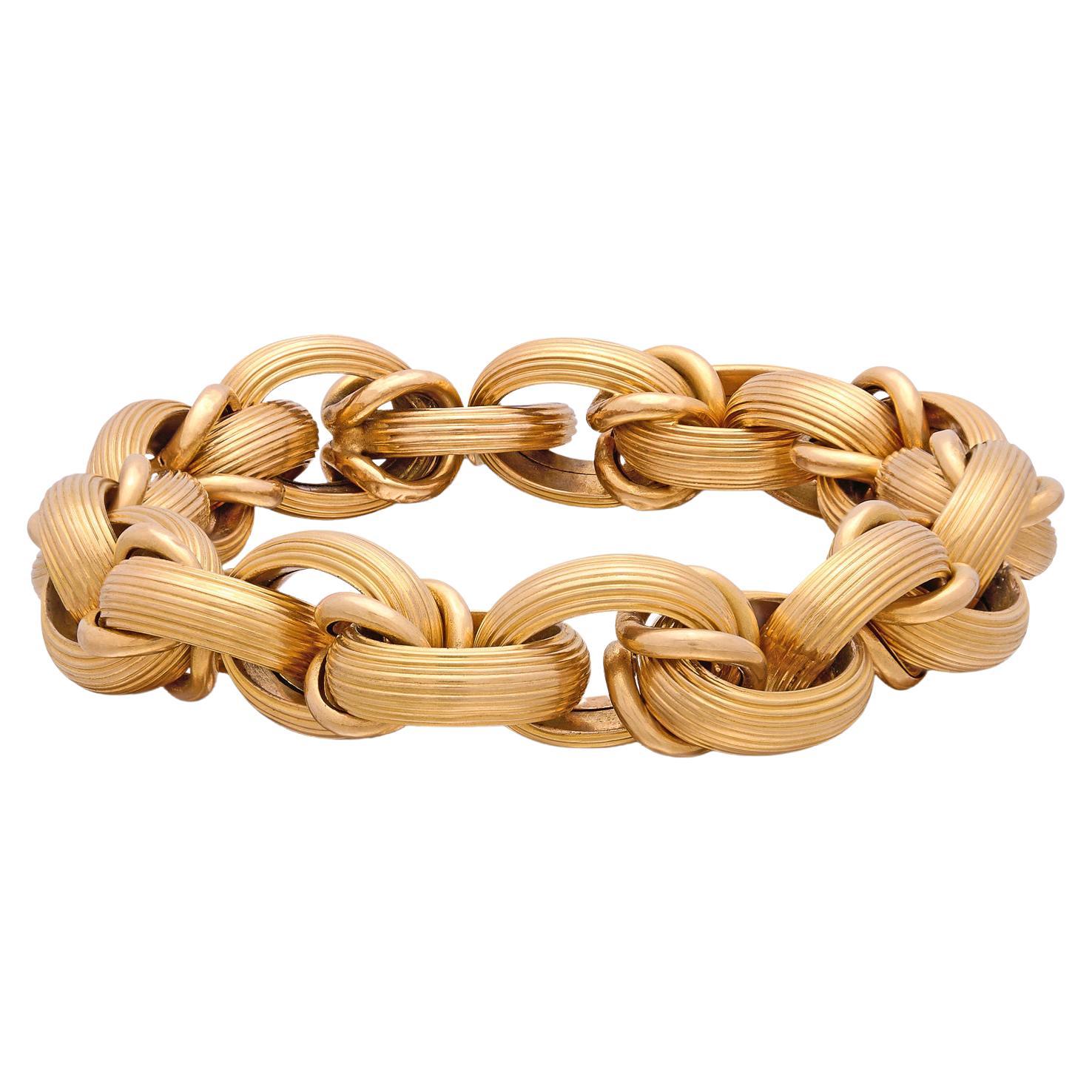 Italian 18k Gold Textured Link Bracelet
