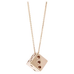 Italian 18K Rose Gold Dice Cube Pendant Necklace