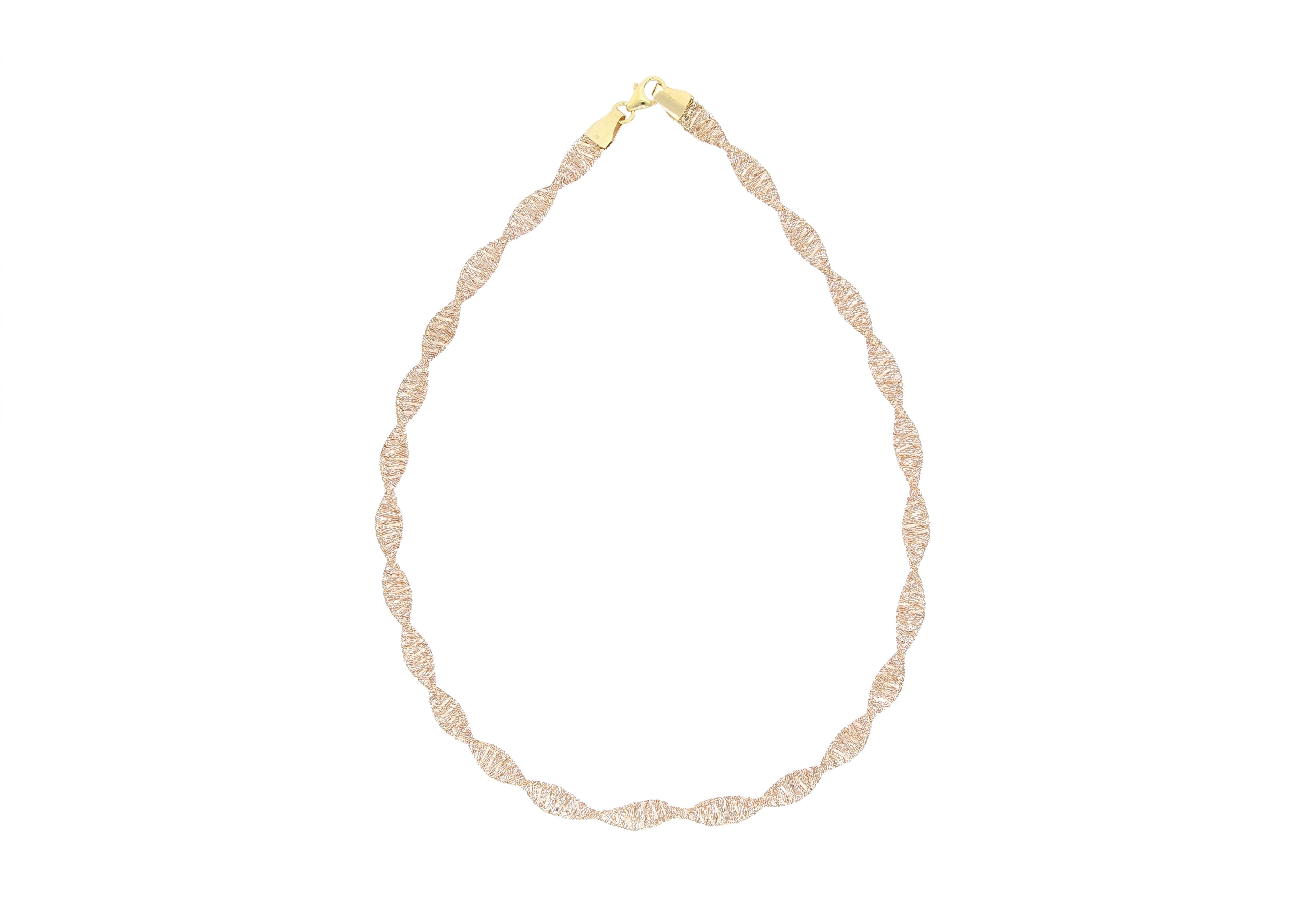 A stylish 18K rose gold necklace with twisted design, Italian made, a very simple and nice piece of jewellery.
The company is renowned for its high jewellery collections with fabulous designs. Our designs reflect the cultural and aesthetic value of