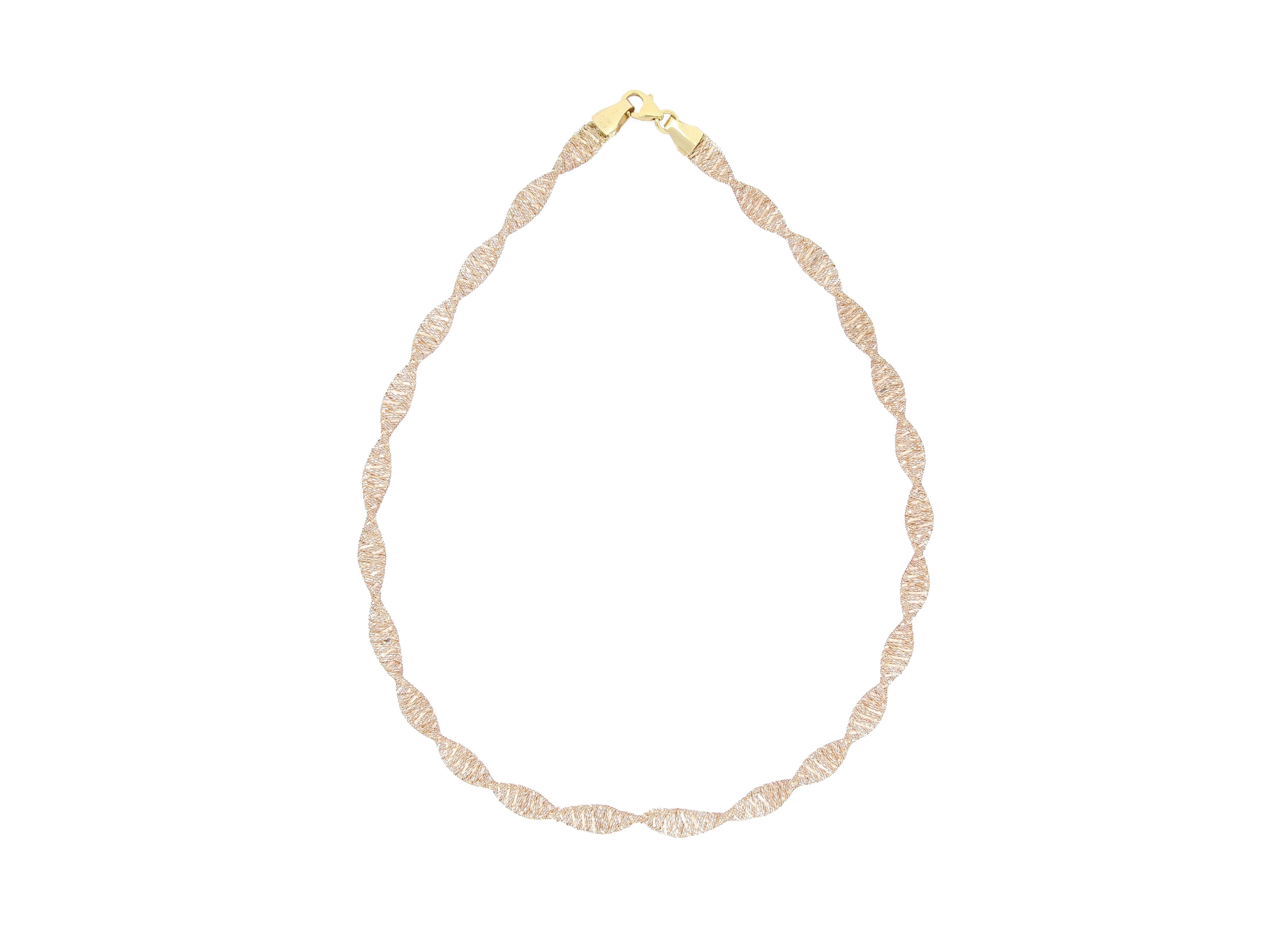 Contemporaneo Collana italiana in oro rosa 18 carati con disegno a tortiglione in vendita