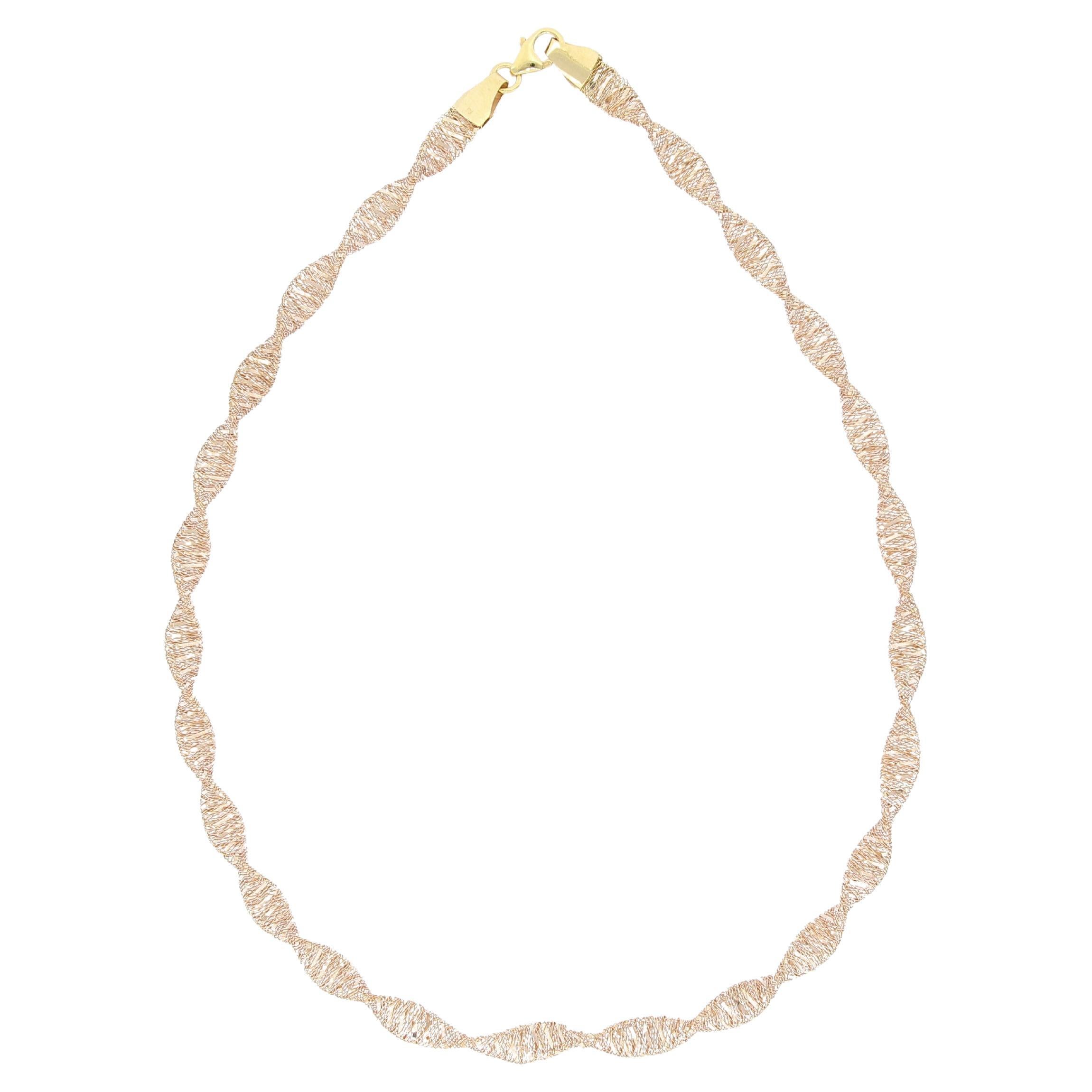 Italian 18K Rose Gold Necklace with Twisted Design