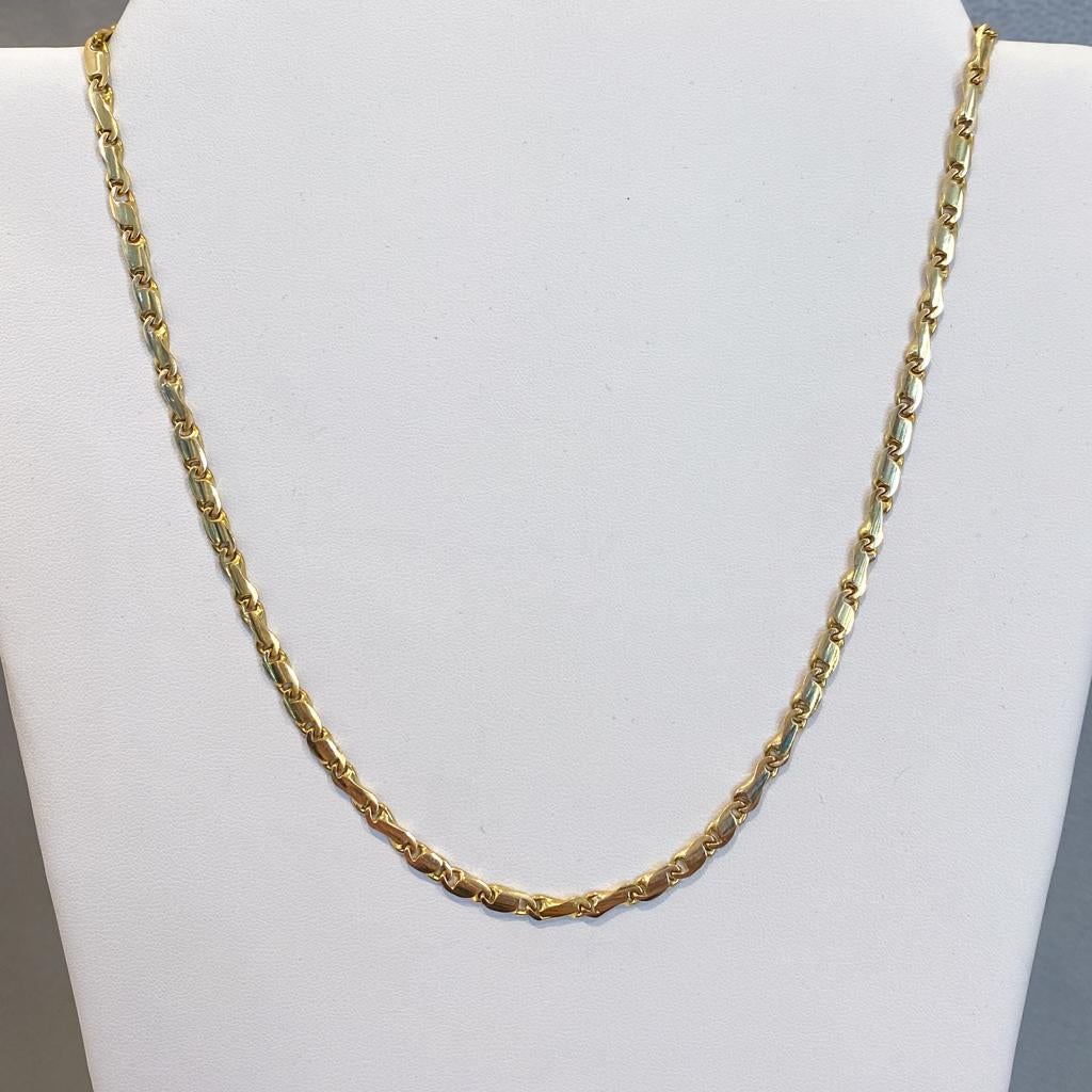 Italian 18K Solid Gold 4mm Fancy Link Chain Necklace 20