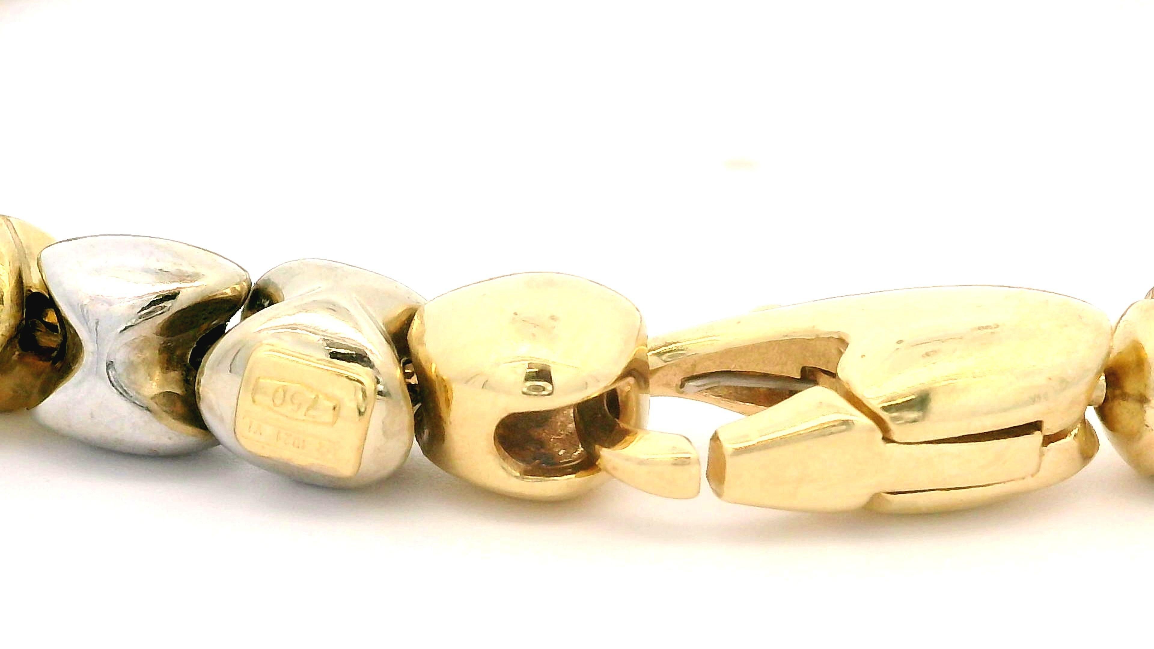 Italian 18k Solid Well Made Tri Color Gold 6mm Sliding Bead Link Chain Bracelet For Sale 7