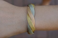 Italian 18K Tri-Color Gold Braided Mesh Bracelet