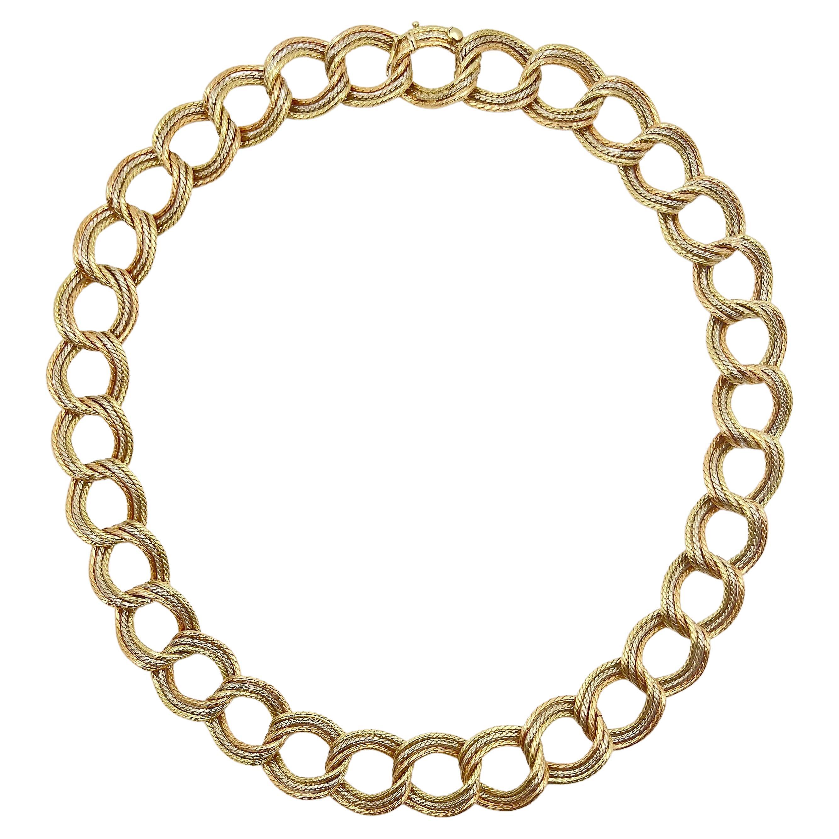 Gold Oval Link Necklace at 1stDibs