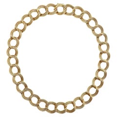 Italian 18k Tricolored Gold Oval Link Necklace