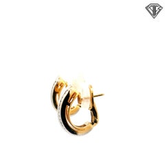 Italian 18K Two Tone Diamond Earrings — Channel-Set Baguette and Rounds