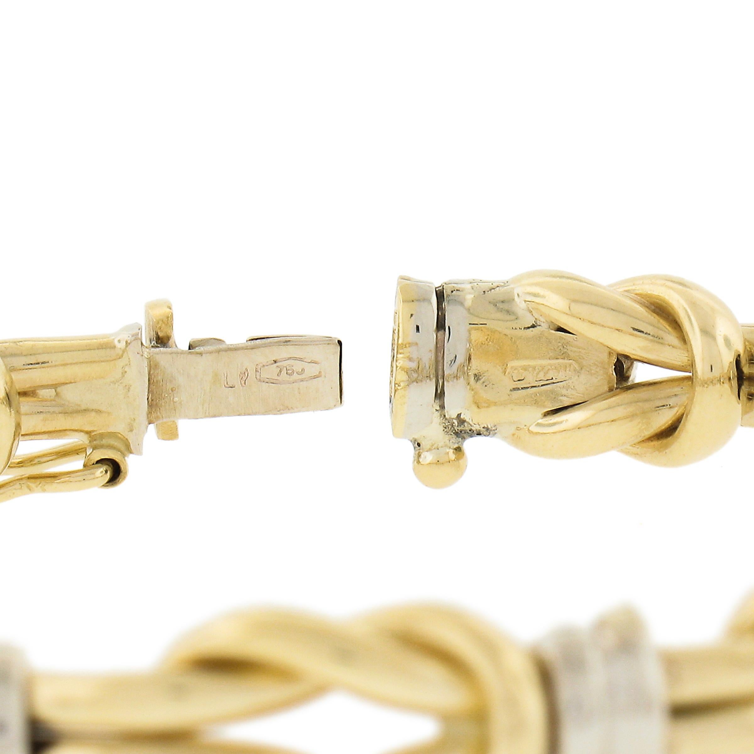 Italienische 18K zwei Tone Gold poliert Finish geflochtene Knoten Link Kette Armband 2