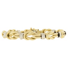 Italian 18K Two Tone Gold Polished Finish Braided Knot Link Chain Bracelet