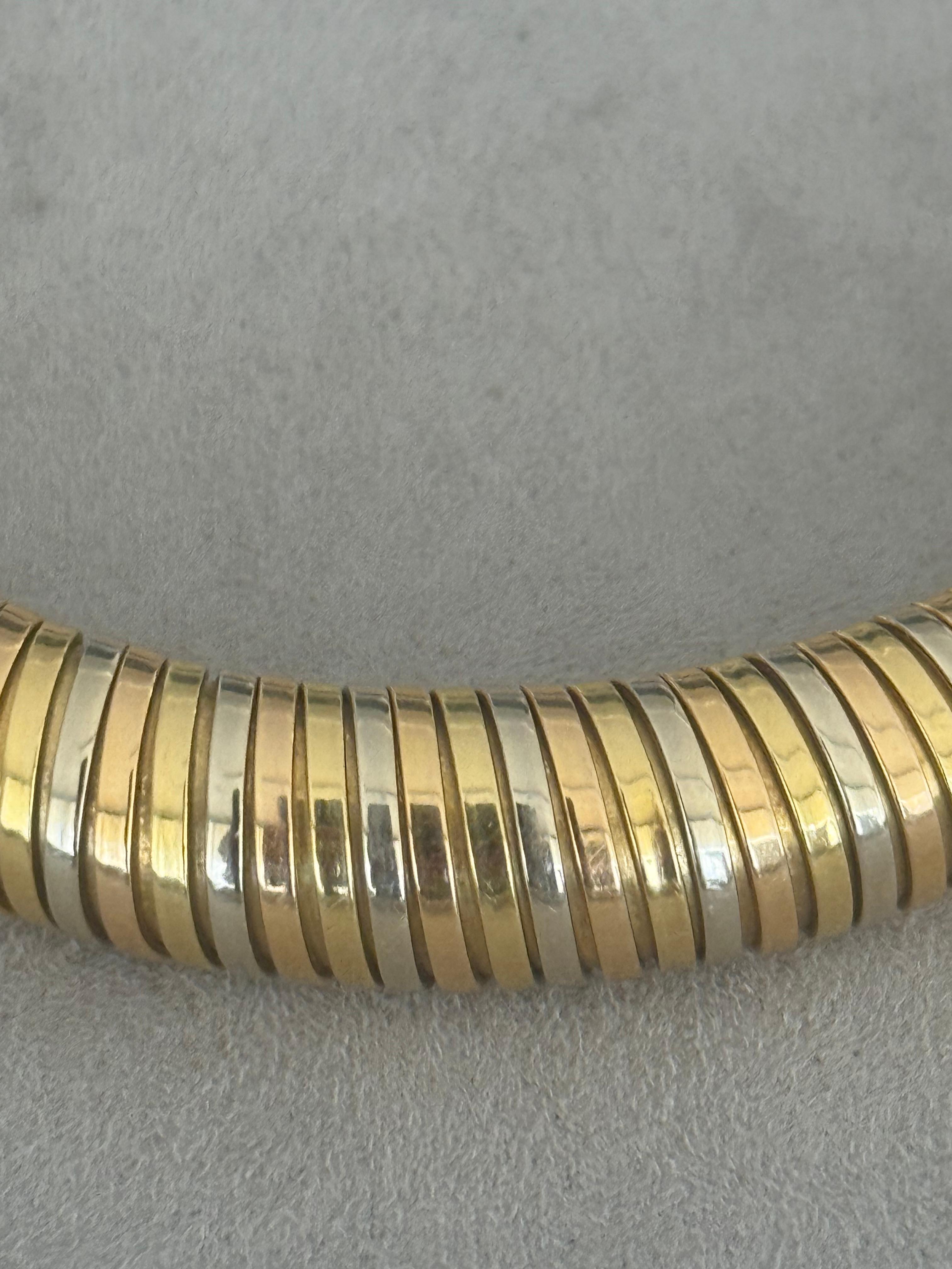 Italienische Halskette aus zweifarbigem 18-karätigem Gold für Tubogas von Masella, 1970er Jahre im Angebot 5